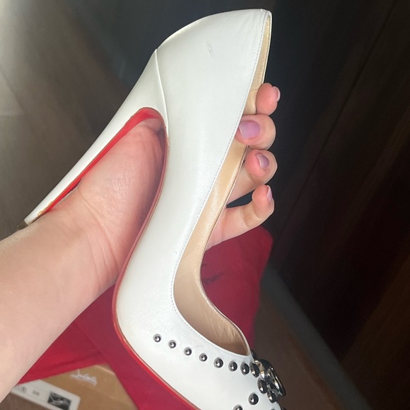 White Christian Louboutin Door Knock 120 Kid size 38 - Picture 9 of 12